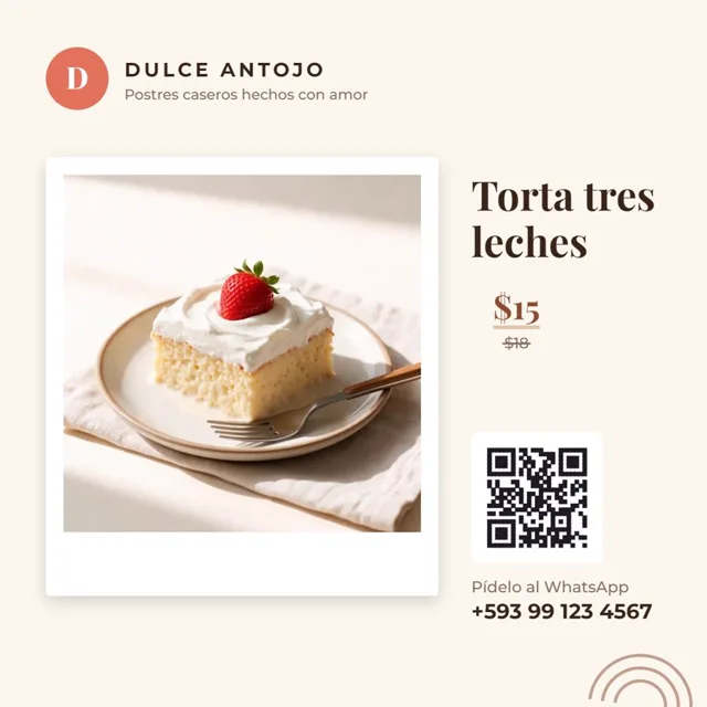 Imagen cuadrada de producto para Instagram con precio y QR